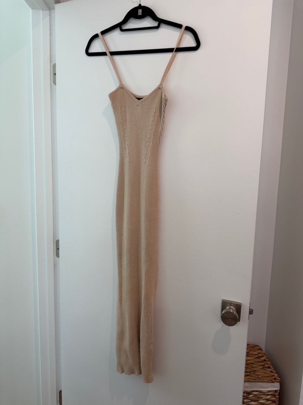Forever 21 Beige Ribbed Maxi Slip Dress